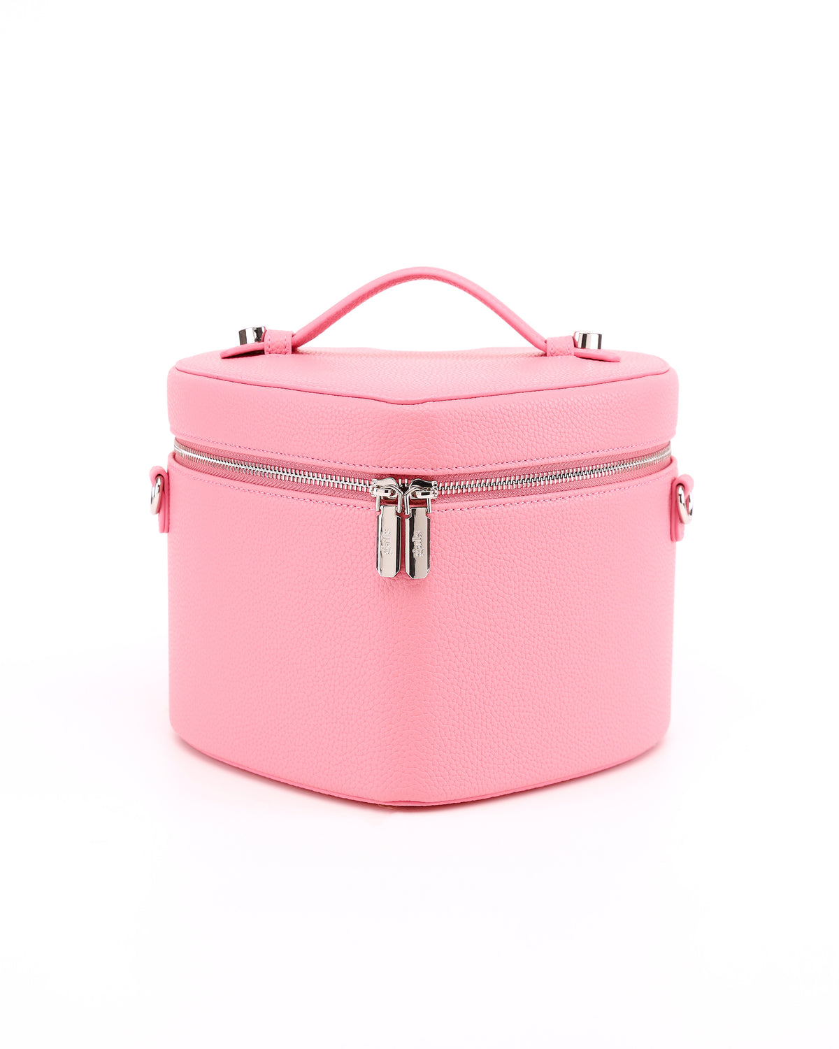 GALS Lovette Vanity Large in Petal Pink with top handle and silver-tone double zip