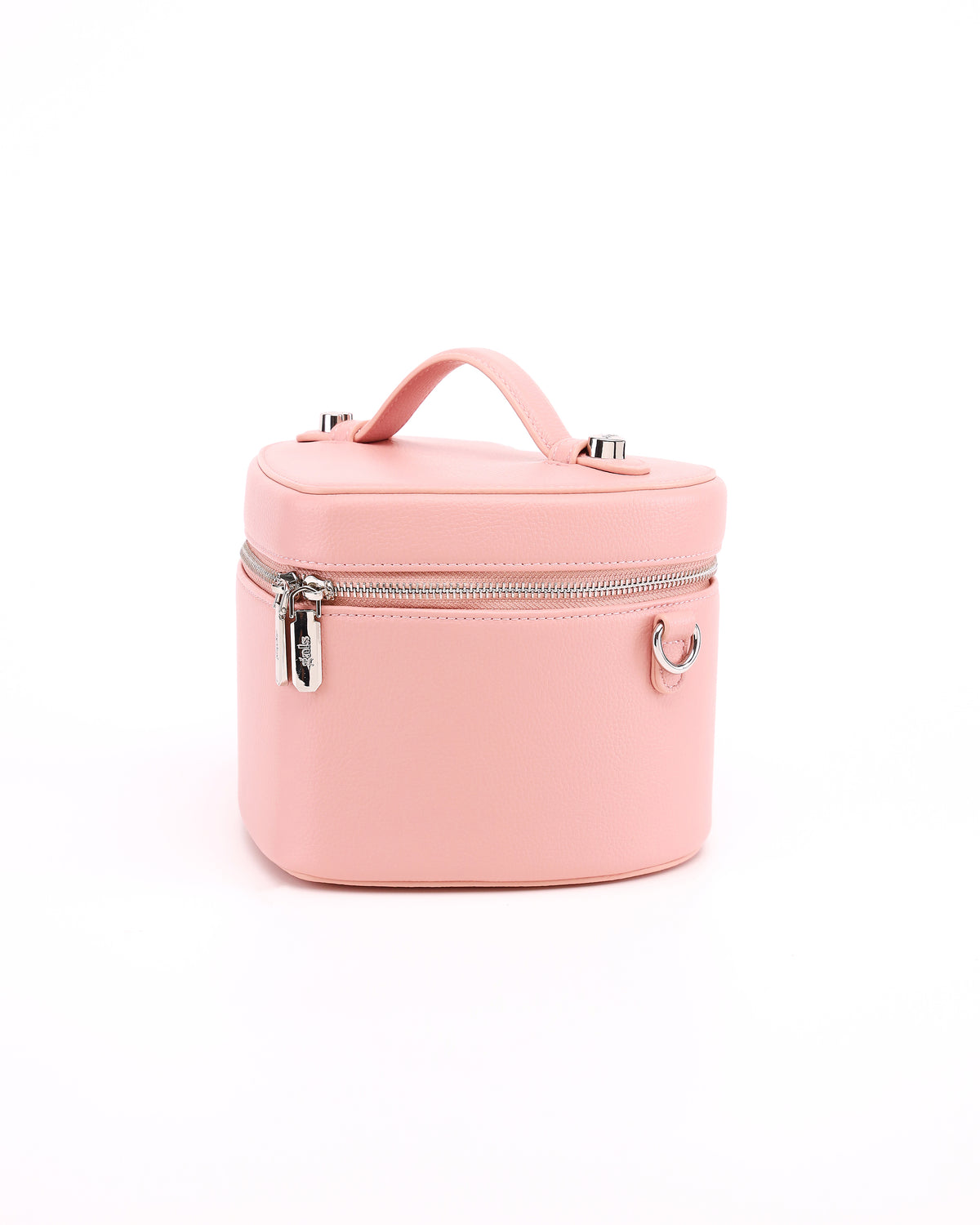 Angled view of GALS Mini Lovette Vanity Case in Blush Pink
