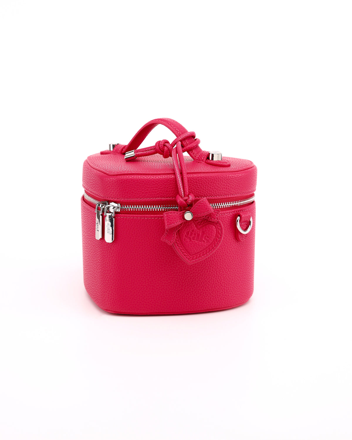GALS Mini Lovette Mirror Tag in Berry Pink attached to a coordinating Lovette vanity case, sold separately