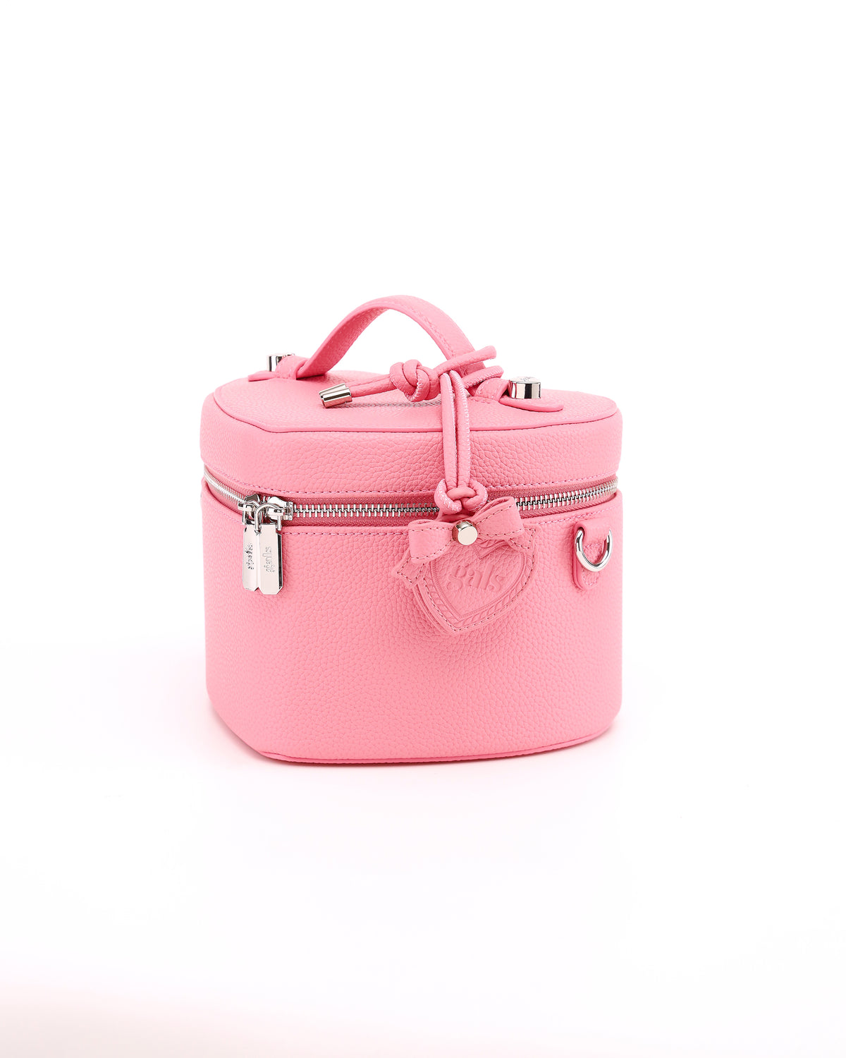 GALS Mini Lovette Mirror Tag in Petal Pink attached to a coordinating Lovette vanity case, sold separately
