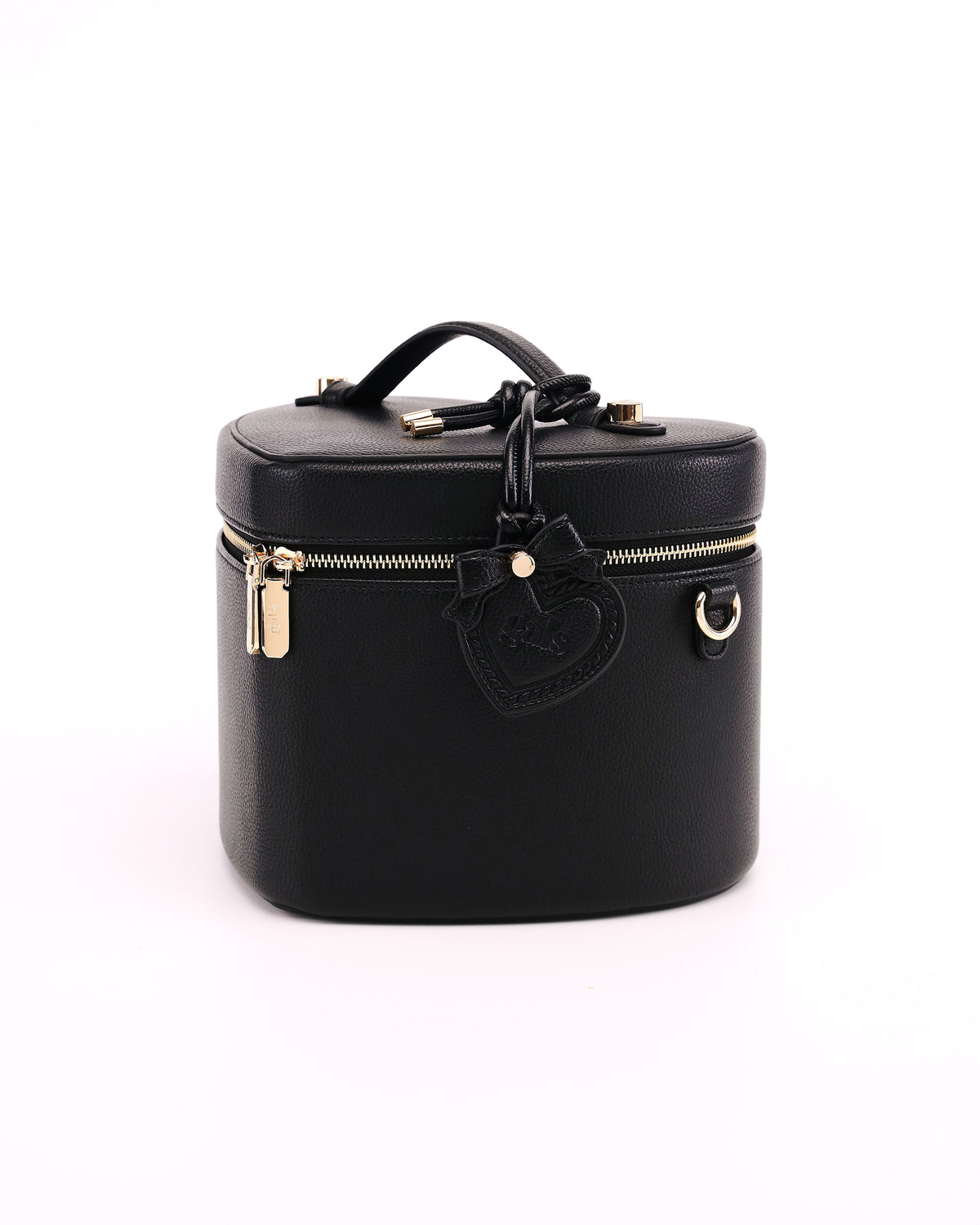 GALS Lovette Mirror Tag Large in Onyx attached to a coordinating Lovette vanity case, sold separately