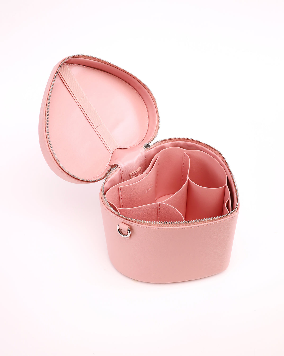Open GALS Lovette Vanity Case Large in Blush Pink showing the interior