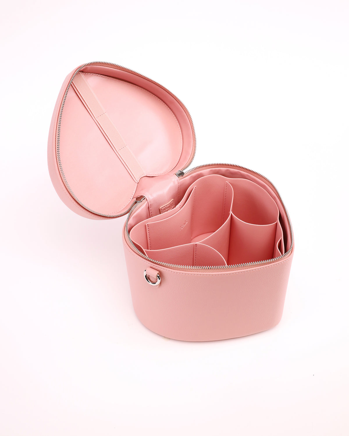 Open GALS Mini Lovette Vanity Case in Blush Pink showing the interior