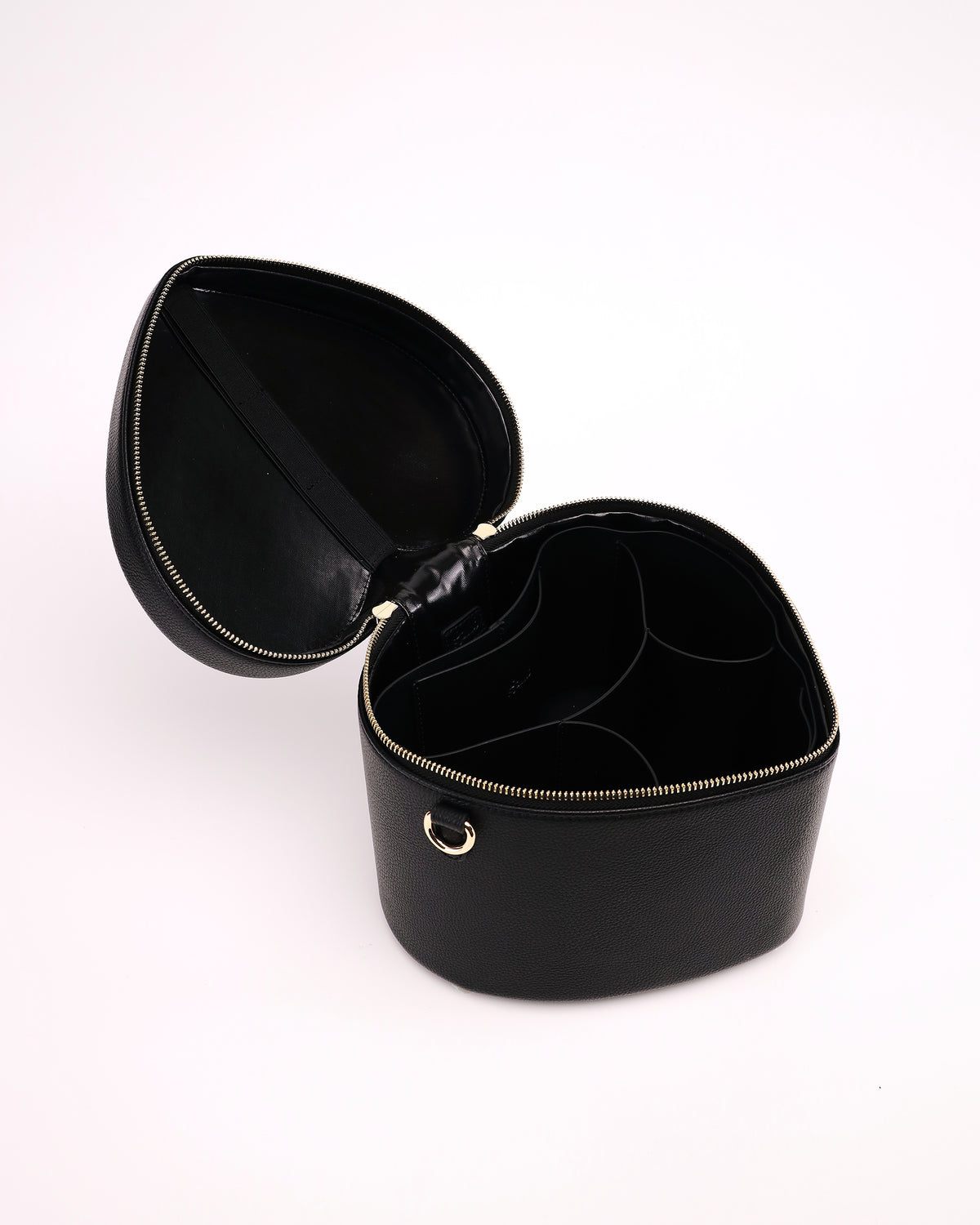 Open GALS Lovette Vanity Case Large in Onyx showing the interior