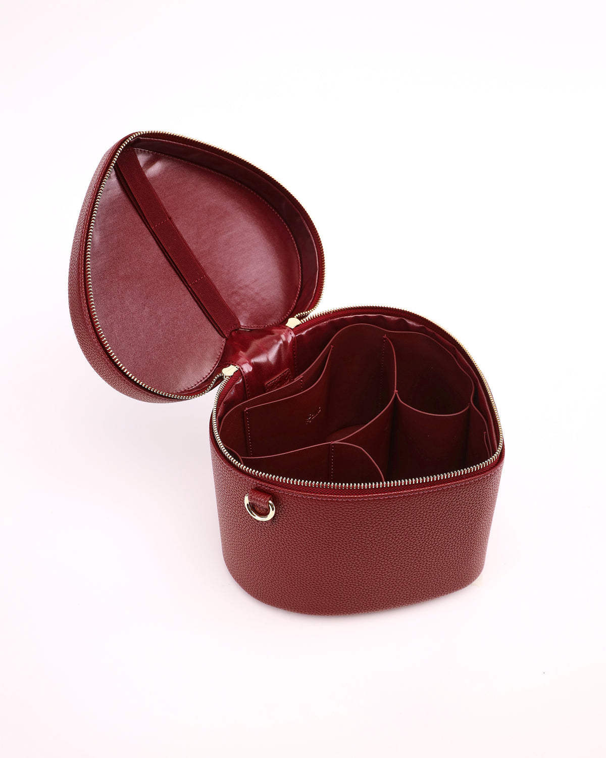 Open GALS Lovette Vanity Case Large in Mulberry showing the interior