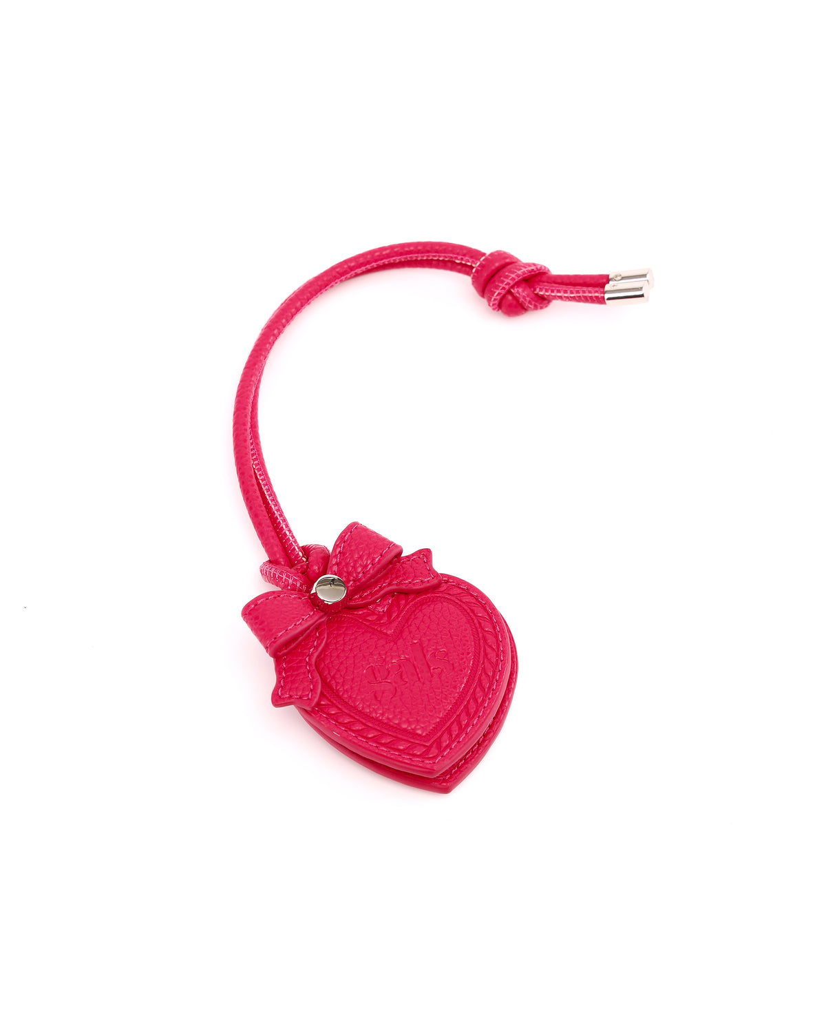Front view of GALS Lovette Mirror Tag Large in Berry Pink with bow detail