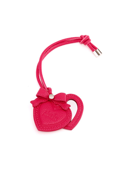 GALS Lovette Mirror Tag Large in Berry Pink opened to show the heart-shaped mirror
