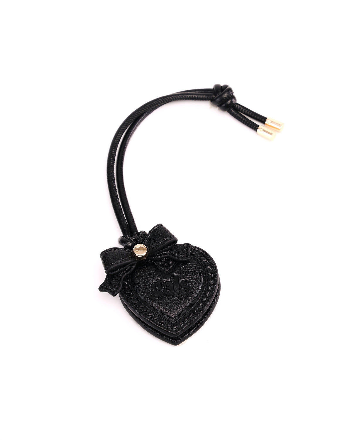 Front view of GALS Lovette Mirror Tag Large in Onyx with bow detail