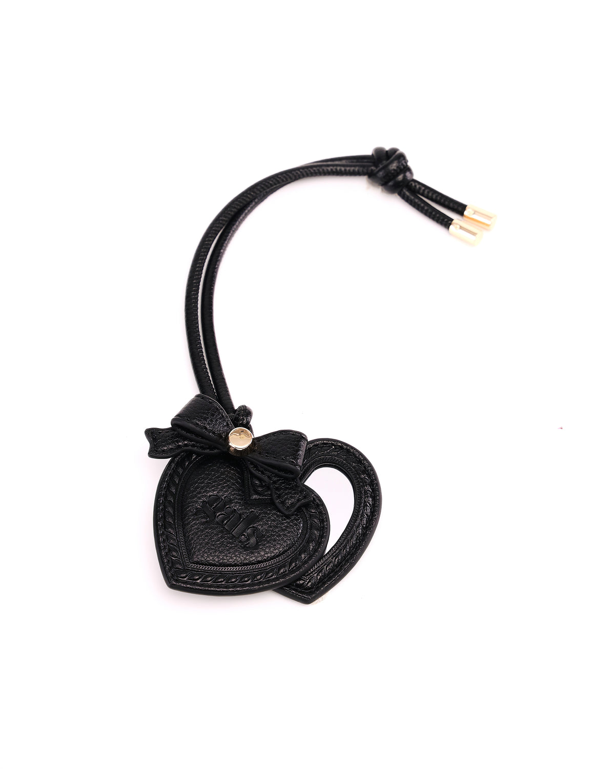 GALS Lovette Mirror Tag Large in Onyx opened to show the heart-shaped mirror