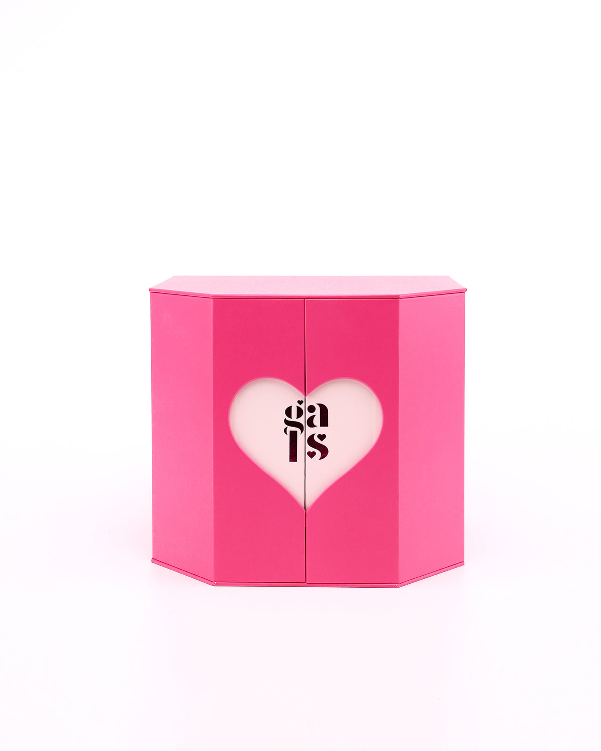 Front view of the pink presentation box for GALS Mini Lovette Vanity Case