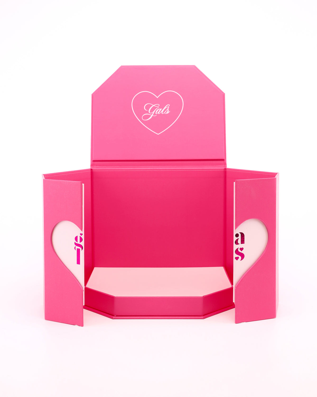 Open pink presentation box for GALS Mini Lovette Vanity Case
